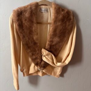 Bernard Altmann Vtg 50’s Tan and Light Brown Mink Women's Luxurious Cardigan EUC